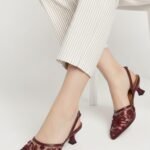 Embroidery heels - maroon
